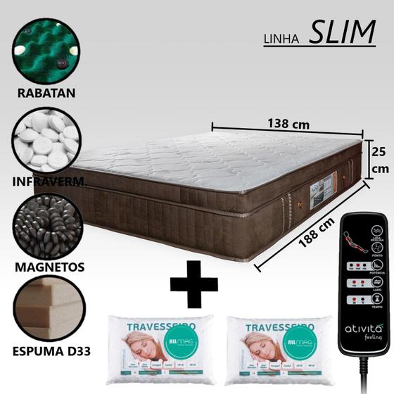 Colchão Magnético Ortopédico Com Massageador E Controle Casal Marrom + 2 Travesseiros Magnéticos Menor preço em Colchão Magnético Ortopédico Com Massageador E Controle Casal Marrom + 2 Travesseiros Magnéticos