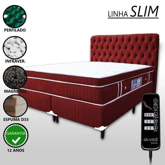 Colchão Magnético Queen Size Com Massageador E Controle Operacional + Box Bipartido Vermelho Vinho Menor preço em Colchão Magnético Queen Size Com Massageador E Controle Operacional + Box Bipartido Vermelho Vinho