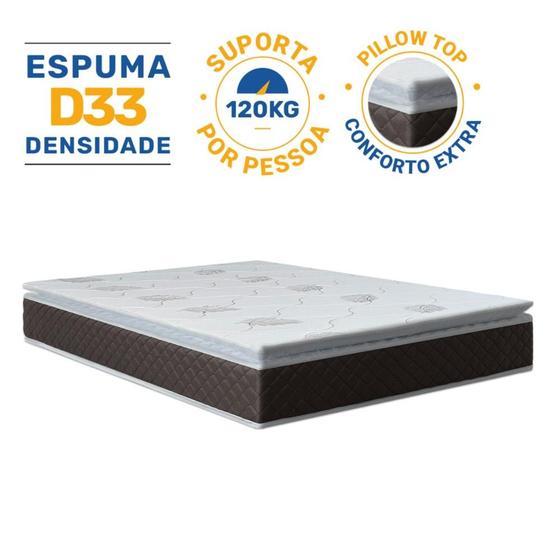 Imagem de Colchão Nivus Espuma D33 Com Pillow Top Casal 138cm