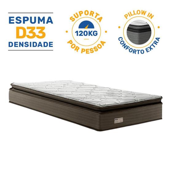 Imagem de Colchão Nivus Espuma D33 Com Pillow Top Solteiro 88cm