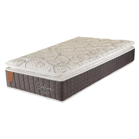 Imagem de Colchão Solteiro 88x188x34 Safira Prorelax Molas Ensacadas Pillow Top Viscoelástico - Cinza