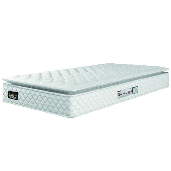 Imagem de Colchão Solteiro Espuma D33 Pillow Top New Millenium 88x188x19cm Branco Hellen - Suporta Até 120 Kg Por Pessoa