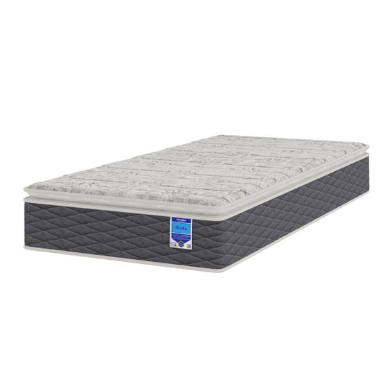 Imagem de Colchão Solteiro Molas Ensacadas Individualmente 88x188x25 Pillow Top Cinza Bertha Umaflex