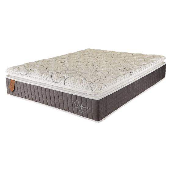 Imagem de Colchão Viúva 128x188x34 Safira Prorelax Molas Ensacadas Pillow Top Viscoelástico - Cinza