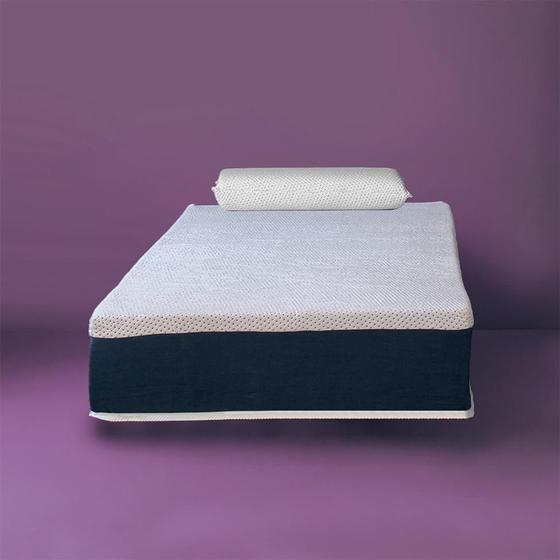 Imagem de Colchão Viúva Firme Mola Ensacada com Travesseiro Soft Nasa Guldi Branco e Azul