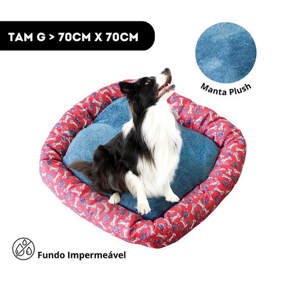 Imagem de Colchonete Cama Caminha 70x70 com Almofada Manta Soft Pet G Impermeavel Cães Cachorro Pet Shop