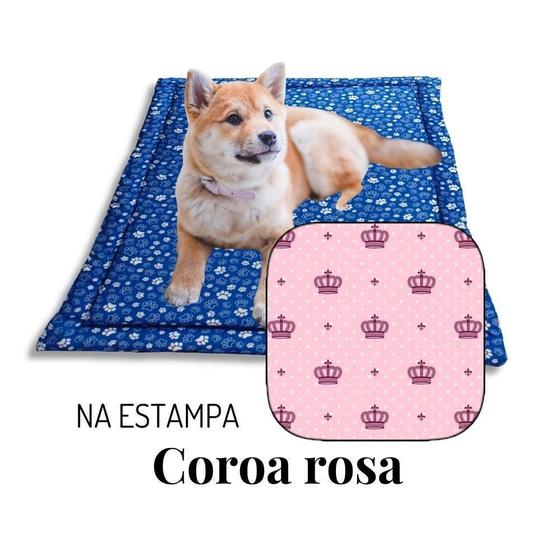 Imagem de Colchonete Cama Pet Médio 80X60 Impermeável - Coroa Rosa