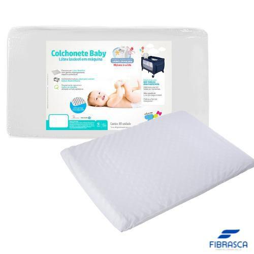 Imagem de Colchonete Para Berço Desmontável Baby 72x105x04 cm, Fibrasca, Revestimento 100% Malha De Algodão, Branco