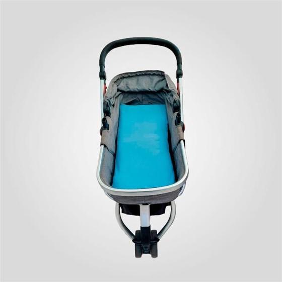 Imagem de Colchonete para Carrinho de Bebê com Capa em Malha Azul Arrumadinho Enxovais