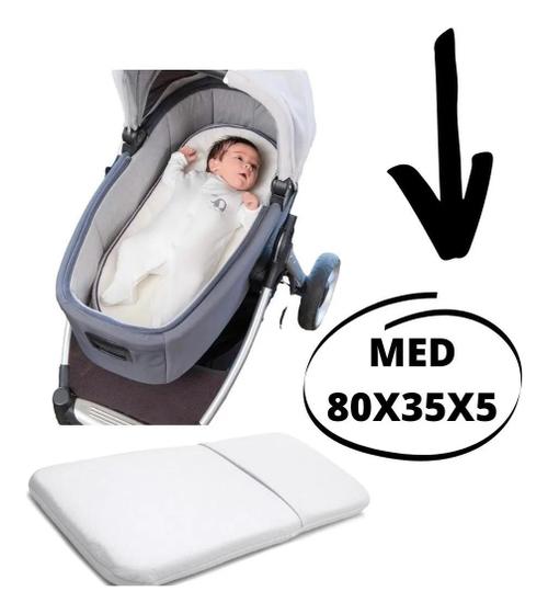 Imagem de Colchonete Para Carrinho De Bebê Moises Universal Macio 80x35x5 - BRANCO