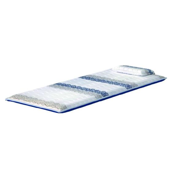 Imagem de Colchonete Solteiro Com Travesseiro D20 Luxo 70x188x05cm Branco / Azul Probel