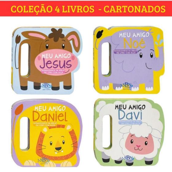 Imagem de Coleção 4 livros infantis cartonados - Animaizinhos da Bíblia