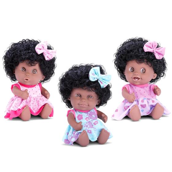 Imagem de Coleção Babies Expressões Trigêmeas C/ 03 Bonecas Negras