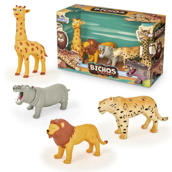 Coleção Boneco Bicho Safari Zoológico Girafa Leão Hipopótamo - Adijomar ...