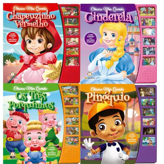 Imagem de Coleção Clássicos Mais Queridos (Sonoros) - 4 Vol: Chapeuzinho Vermelho, Cinderela, Os Três Porquinhos, Pinóquio - Blu Editora
