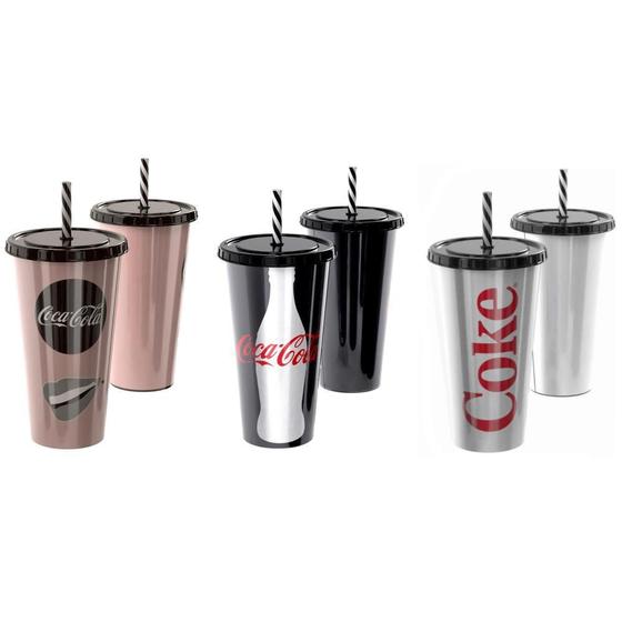 Imagem de Coleção Com 3 Copos Da Coca Cola 700Ml Com Canudo