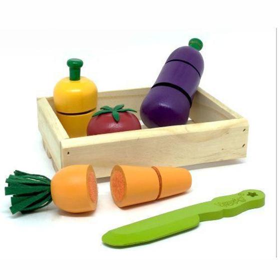 Imagem de Colecao Comidinhas - Kit Legumes com corte + Faca + Caixa - Newart