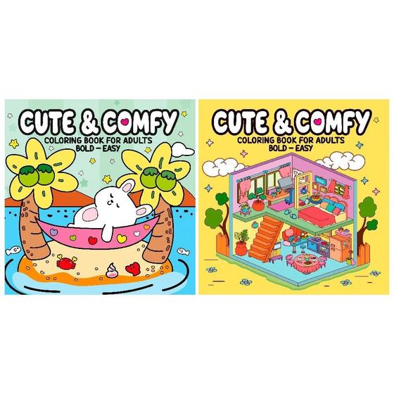 Imagem de Coleção Cute & Comfy Coloring Book for Adults - Kit com 2 Livros de Colorir