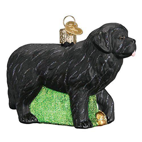 Imagem de Coleção de cães de Natal do velho mundo Ornamentos soprados de vidro para a árvore de Natal Newfoundland