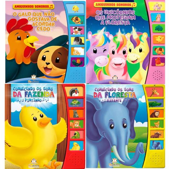 Coleção De Livros Sonoros - 4 Vol - Conhecendo Sons + Amiguinhos ...