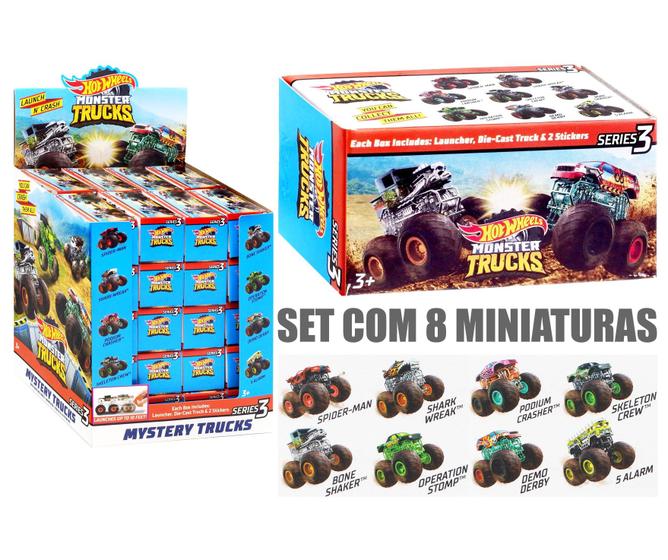 Imagem de Coleção Hot Wheels Mini Monster Trucks Marvel C/8 Carrinhos