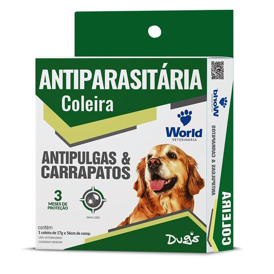 Imagem de Coleira Antipulgas E Carrapatos Dugs 3 Meses De Proteção Para Cães 56cm World Veterinária