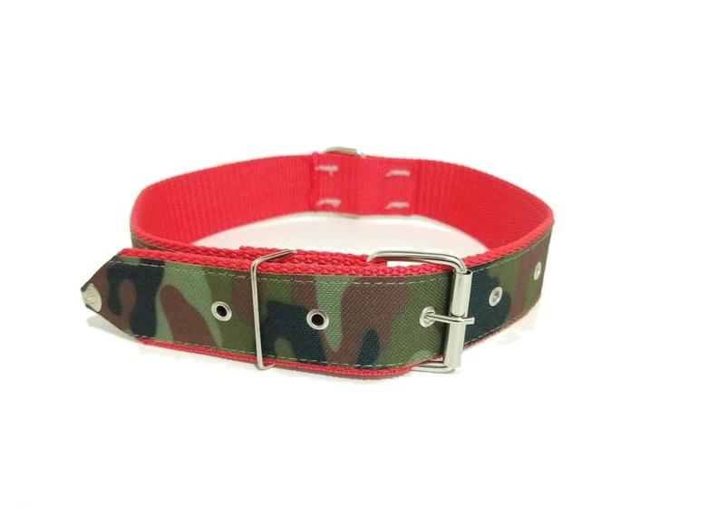 Imagem de Coleira cachorro nylon  camuflada/vermelho tam n7 50cm-62cm