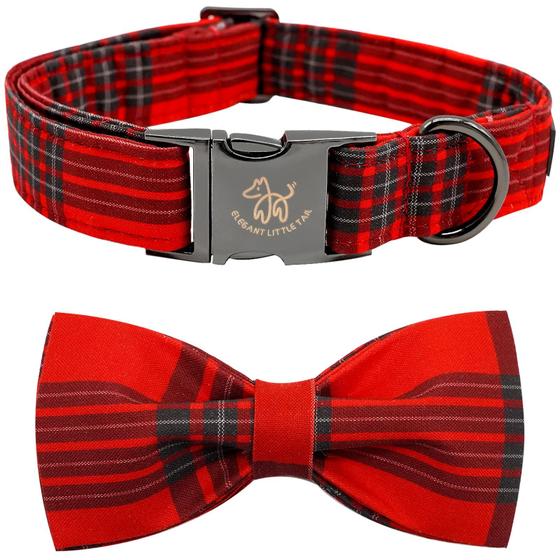 Imagem de Coleira de Cachorro com Design Elegante de Xadrez Natalino