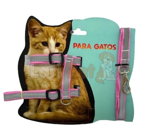 Imagem de Coleira Peitoral c/ Guia para Gatos Refletiva Tam. P 