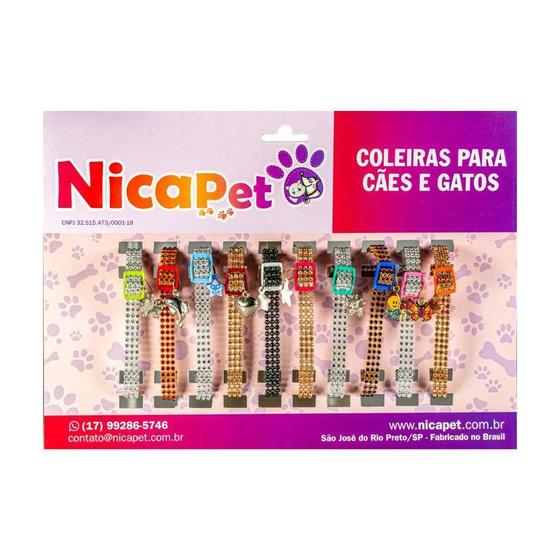Imagem de Coleira Strass Com Pingente Diversos Display Com 10 Coleiras