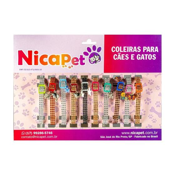 Imagem de Coleira Strass Com Pingente Diversos Display Com 10 Coleiras