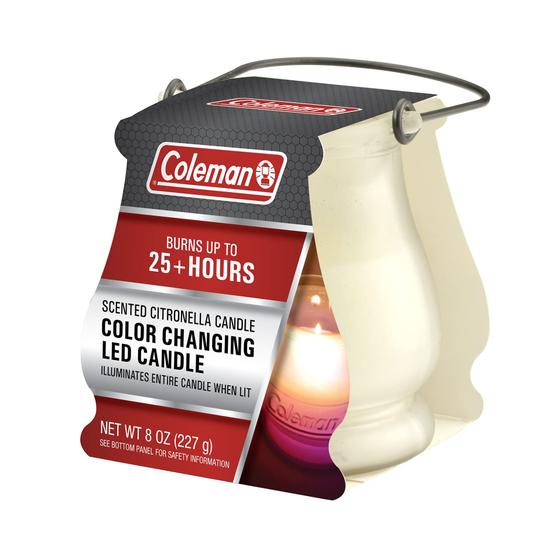 Imagem de Coleman Color Changing LED Candle - Citronella Candle, Outdoor Candle - 8 oz (Encaixotado)