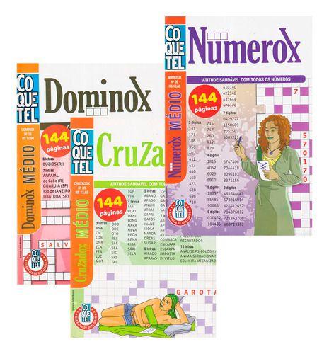 Imagem de Coletânea Coquetel Dominox Numerox Cruzados Kit 3 Volumes Encadernados