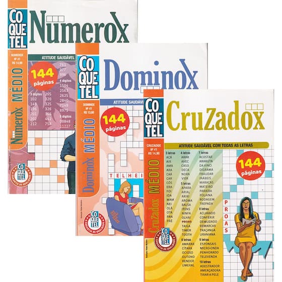 Coletânea Coquetel Dominox Numerox Cruzados Kit 3 Volumes Encadernados ...