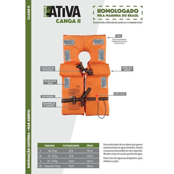 Imagem de Colete Classe 2 Ativa Tamanho G ( Até 110Kg )