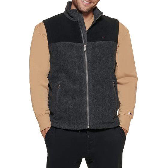 Imagem de Colete de lã polar Tommy Hilfiger para homens preto/carvão XS