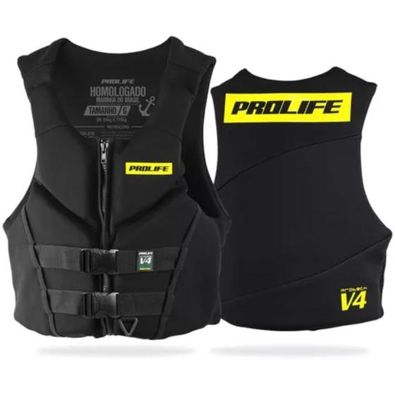 Imagem de Colete Salva Vidas Homologado Marinha Esportivo Jet Ski Neoprene 55 A 110 KG G2 Protech V4 Prolife Amarelo Original