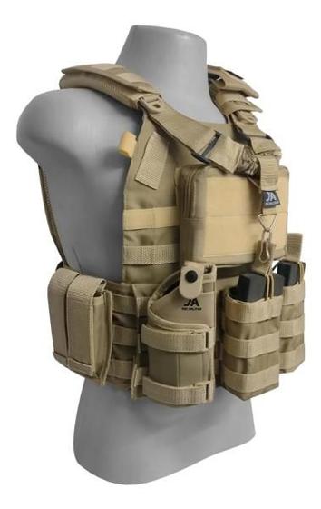 Imagem de Colete Tático Modular Plate Carrier + 8 Acessórios Tan