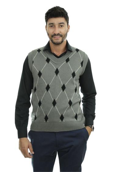 Imagem de Colete Tricot Enzo Pulôver Masculino Shopping do Tricô Xadrez