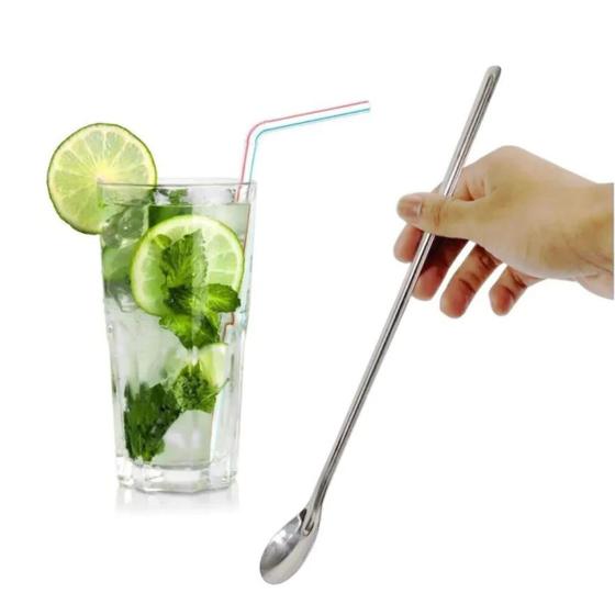 Imagem de Colher Bailarina De Suco Drink Refresco Coquetel Longa 30 Cm