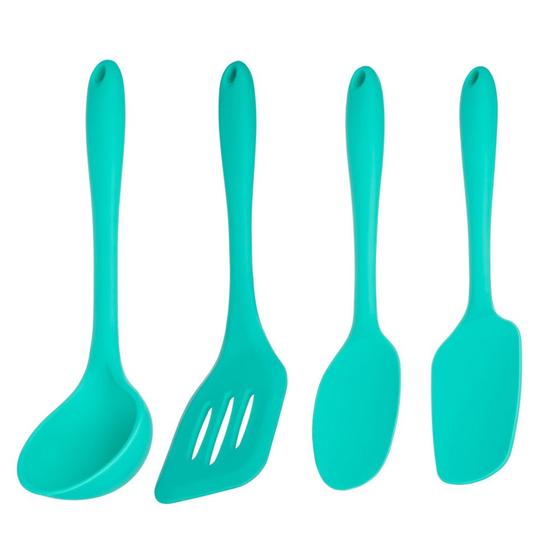 Colher Concha Espatula de Silicone Kit Utensilios Verde 4un Menor preço em Colher Concha Espatula de Silicone Kit Utensilios Verde 4un