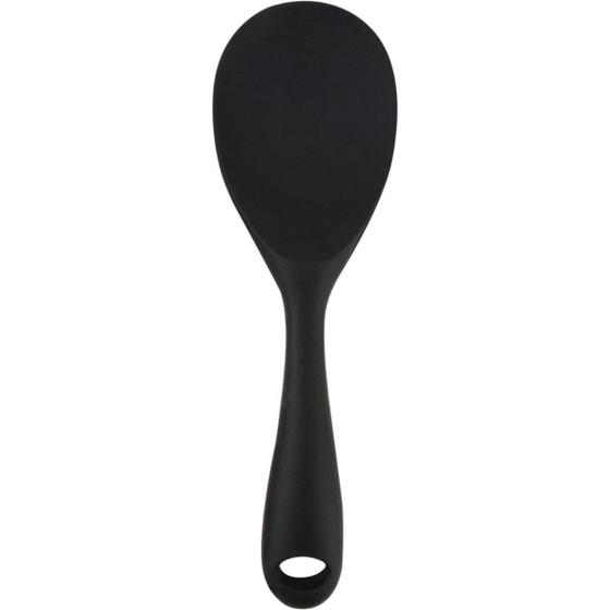 Imagem de Colher De Arroz Utensilio Cozinha Nylon E Silicone Preto 23cm