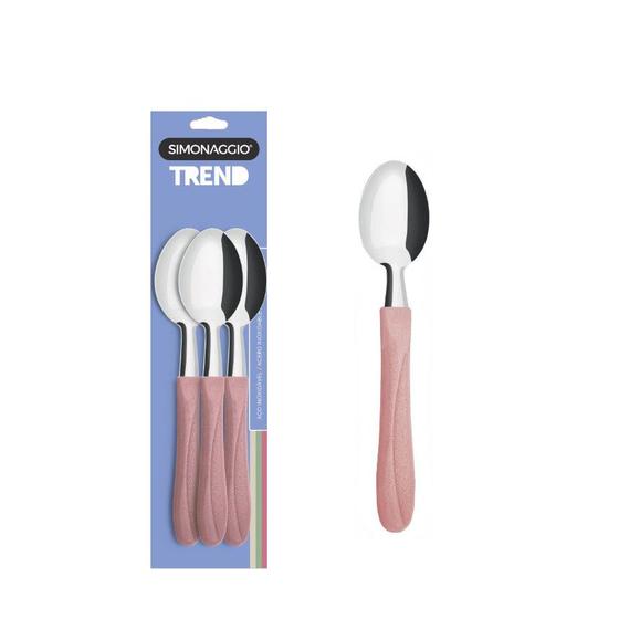 Imagem de Colher de Cha Jogo Colheres Talheres Rosa Inox Trend 3un