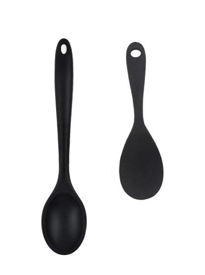 Imagem de Colher De Servir Em Silicone Preto De 22Cm E 27Cm.