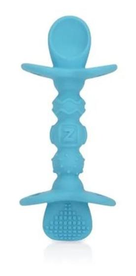 Imagem de Colher De Silicone Bebê Com Trava Limitador Segurança Azul- Nûby