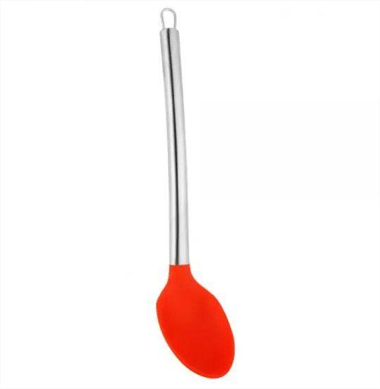 Imagem de Colher de silicone c/cabo inox 32,5cm linha red