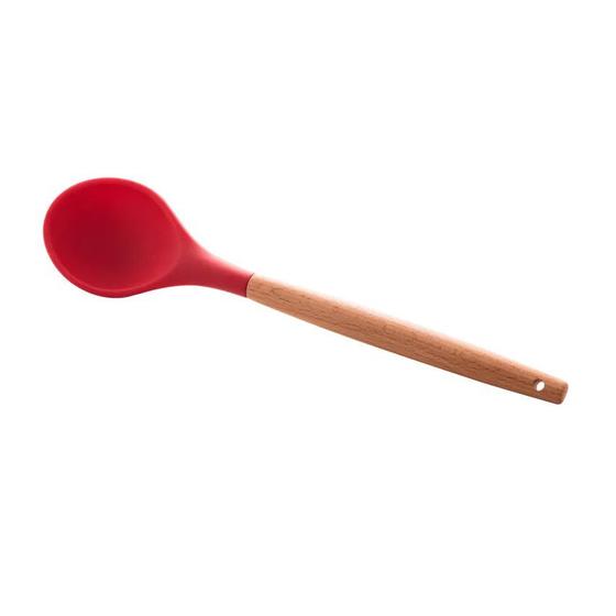 Imagem de Colher de Silicone e Cabo em Bambu Charmy 31,5 cm Vermelha - Lyor