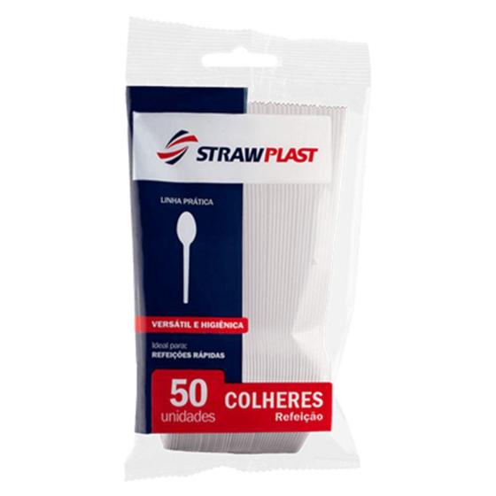 Imagem de Colher Descartável Refeição Branco c/50 - Strawplast