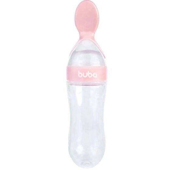 Imagem de Colher Dosadora Papinha E Leite Bebê Mamadeira Silicone Rosa