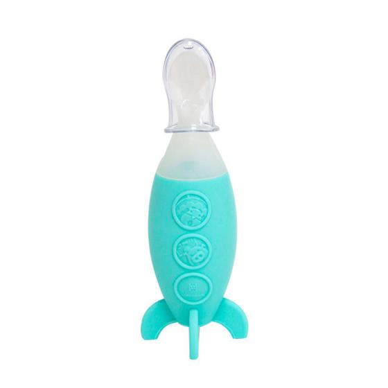 Imagem de Colher em Silicone com Dispenser para Alimento Azul - Marcus & Marcus